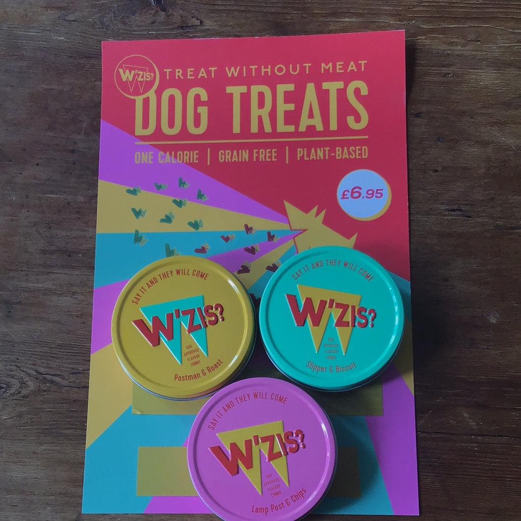 W’zis dog treat tins