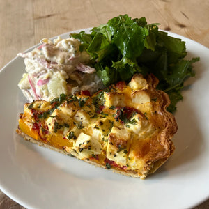 Leek, french bean and Cenarth Brie quiche - for two